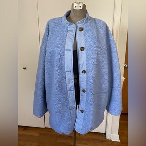 H&M oversized baby blue teddy jacket